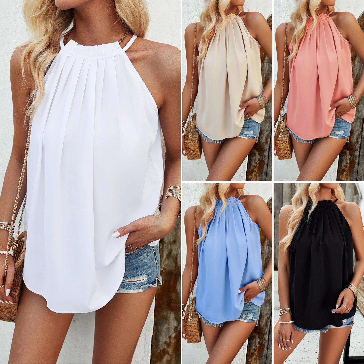 Casual Solid Color Sleeveless Top