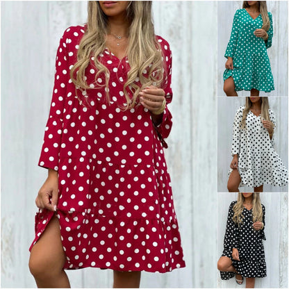 Polka Dot Print V-neck Dress