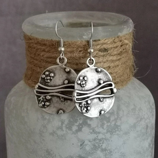 Distressed Geometric Round Earrings