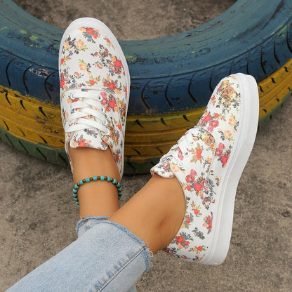 Floral Round Toe Flats