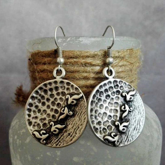 Hammered Distressed Carved Earrings