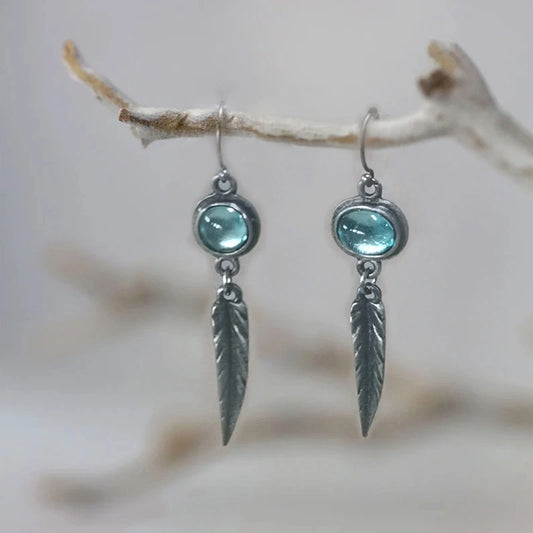 Vintage Opal Feather Earrings