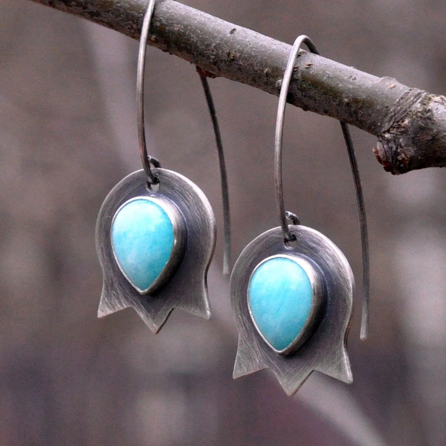 Blue Turquoise Fashion Round Earrings