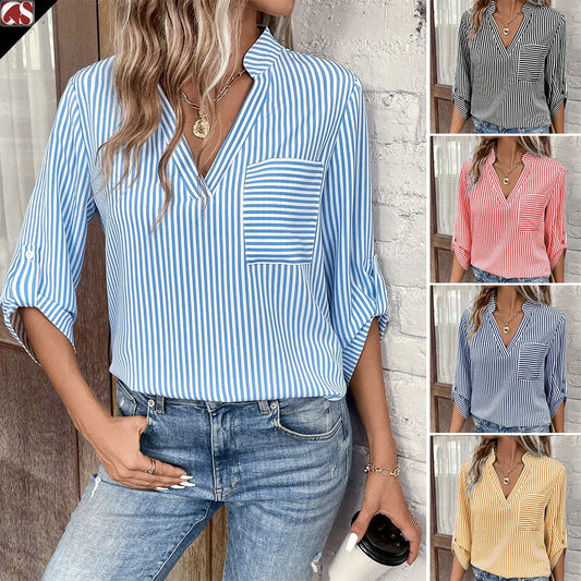 Striped Print Long Sleeve Casual Shirt