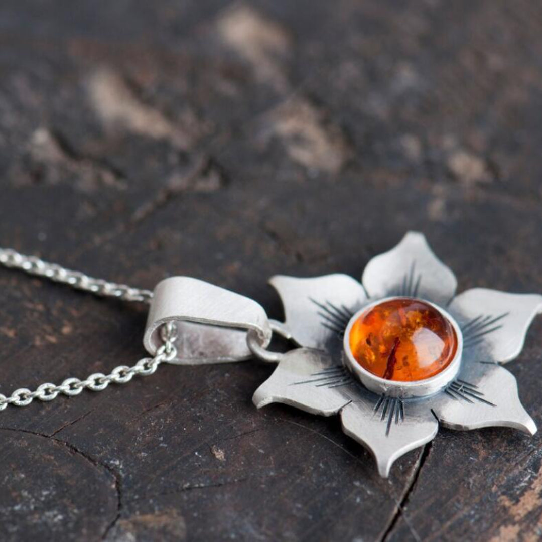 Petal Orange Gemstone Necklace