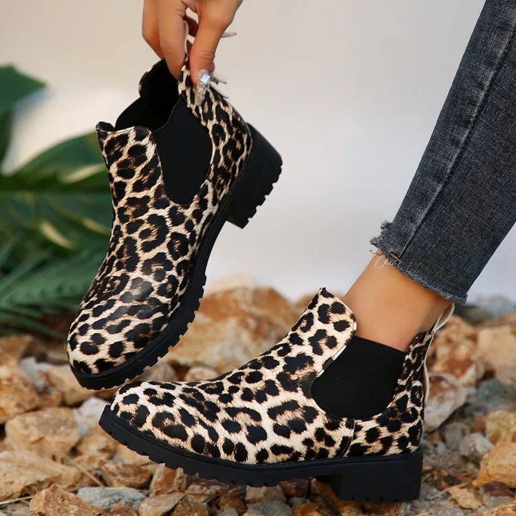 Leopard Print Suede Women's Boots