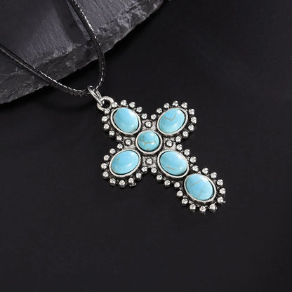 Vintage Turquoise Cross Necklace