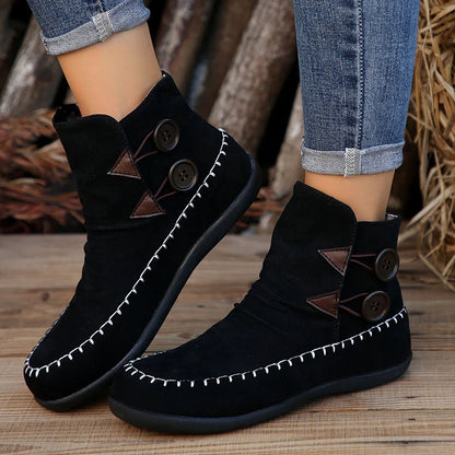 Vintage Buckle Lace Up Sleeve Fashion Boots