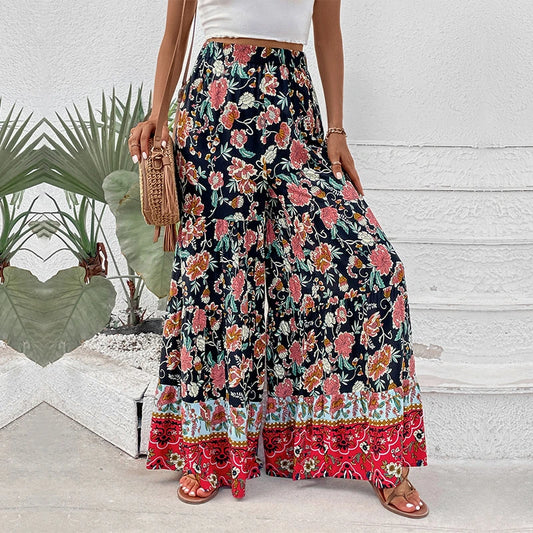 Printed Floral Flared Wide Leg Pants