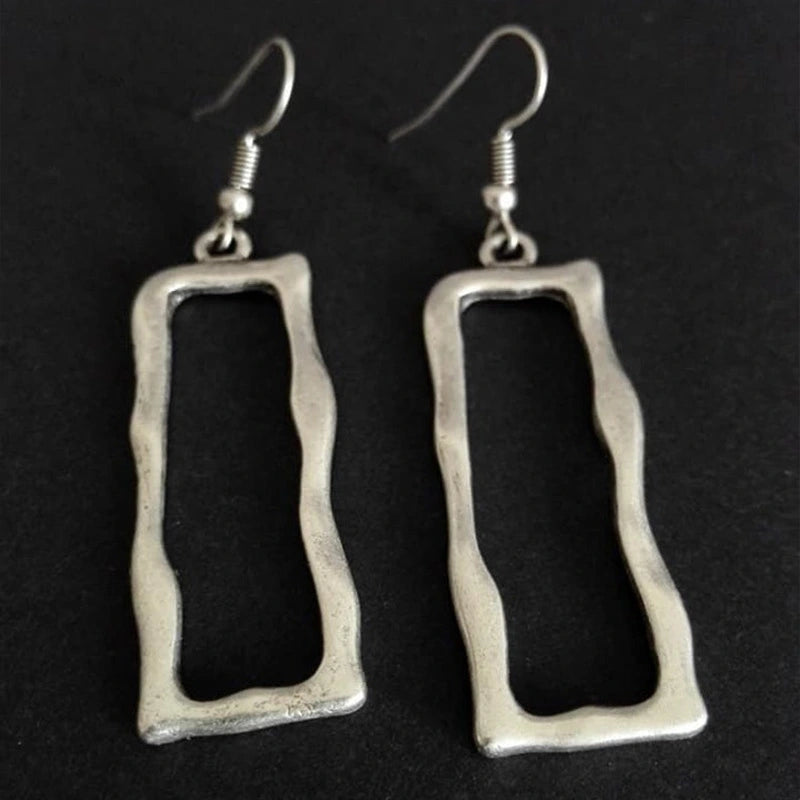 Geometric Square Cutout Distressed Earrings