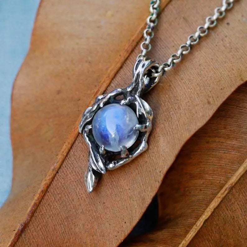 Vintage Rainbow Moonstone Necklace