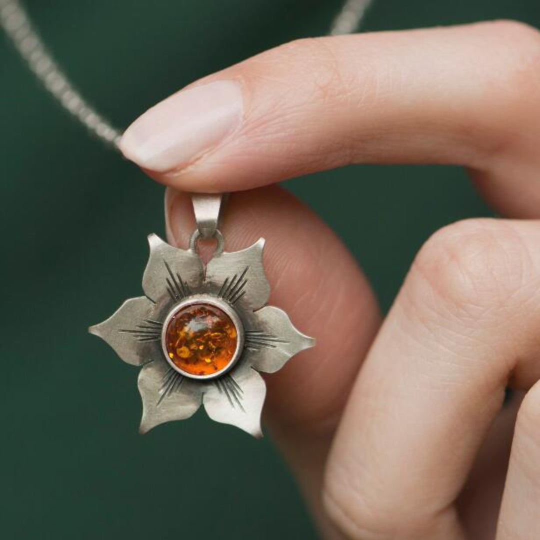 Petal Orange Gemstone Necklace