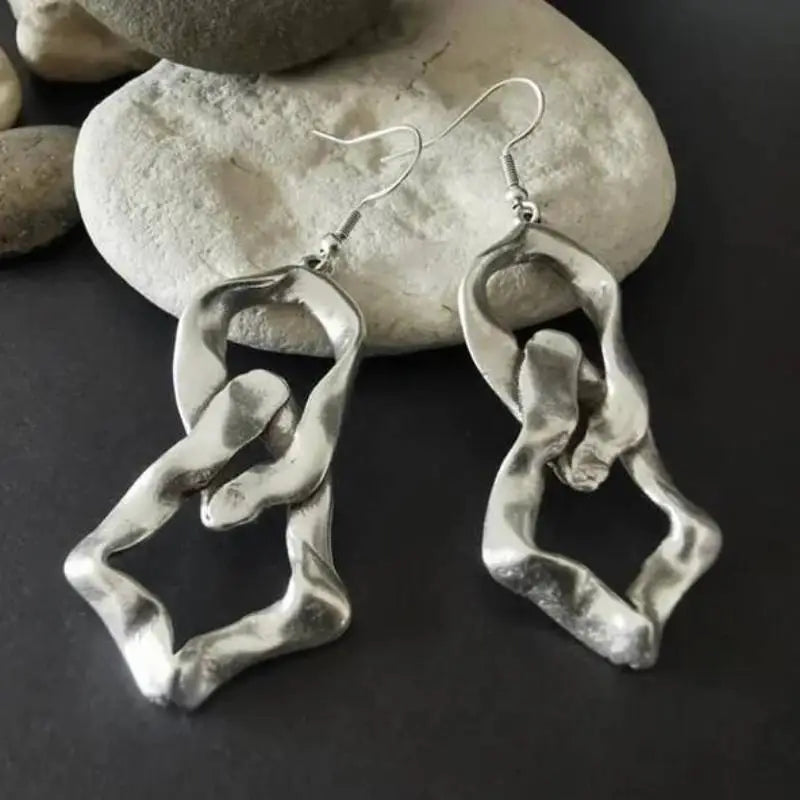 Exaggerated Crossover Double Hoop Earrings