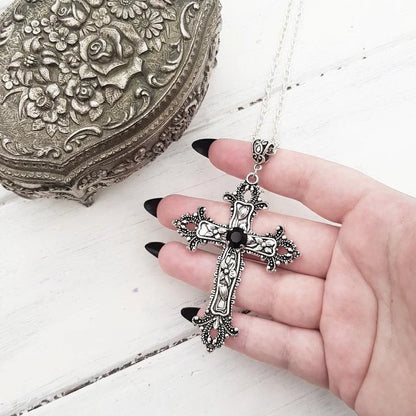 Floral Cross Diamond Necklace