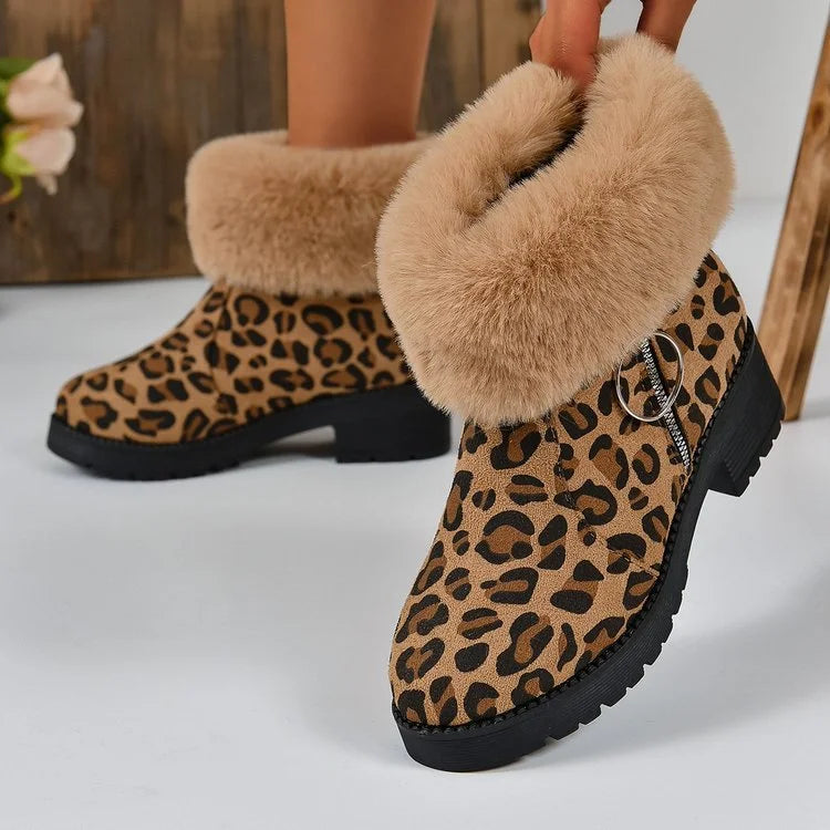 Leopard Print Fur Boots