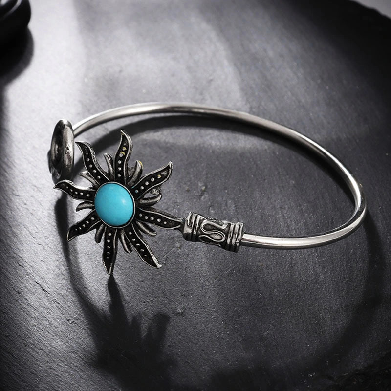 Vintage Sunflower Turquoise Alloy Bracelet