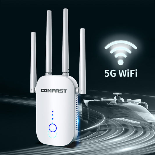 Wireless WiFi Range Extender 1200Mbps Dual Band Repeater WiFi Booster with 4 Ethernet Antennas