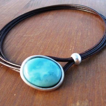 Vintage Leather Turquoise Necklace