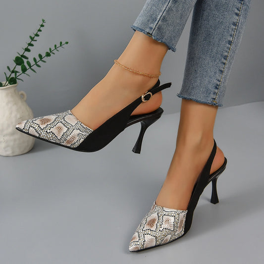 Snake Print High Heel Fashion Sandals