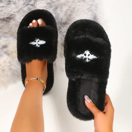 Casual Warm Thick Bottom Open Toe Slippers