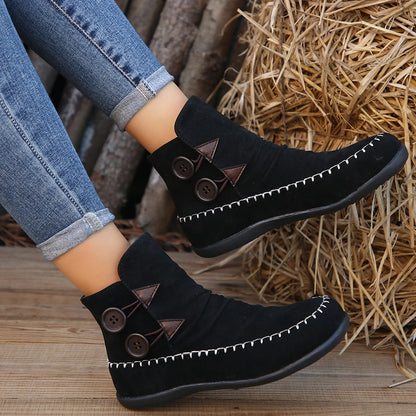 Vintage Buckle Lace Up Sleeve Fashion Boots