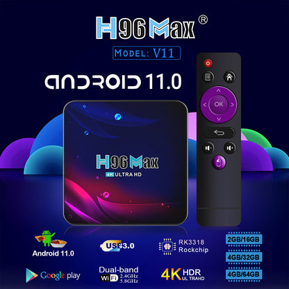 Smart TV Box 4G+64GB H96 Max Android 11.0 RK3318