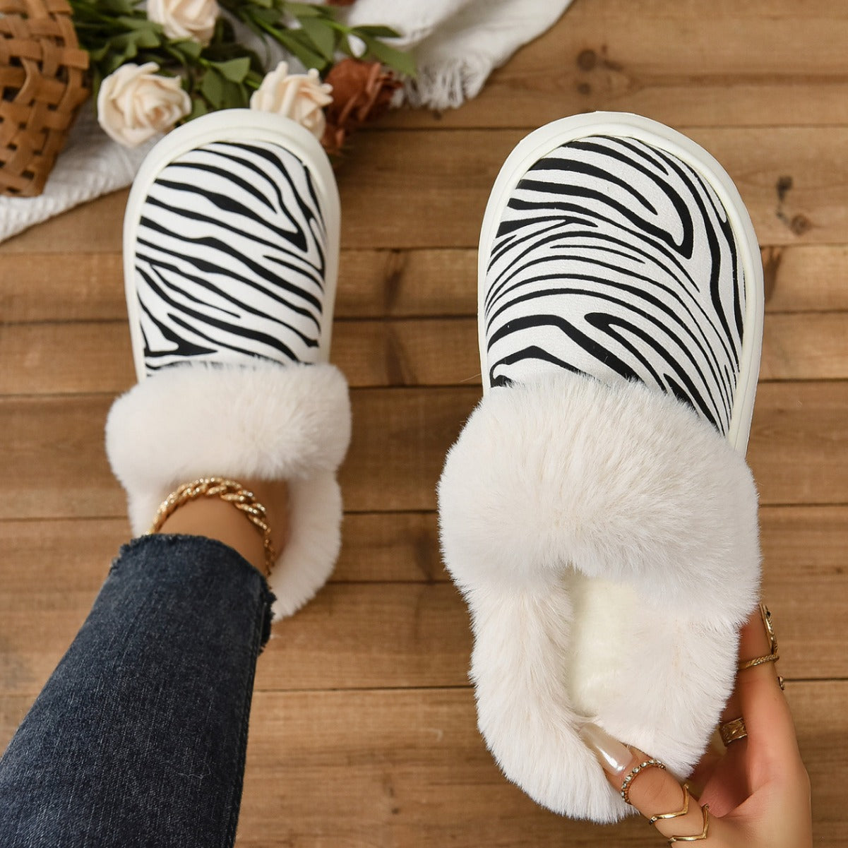 Leopard Print Casual Cotton Slippers