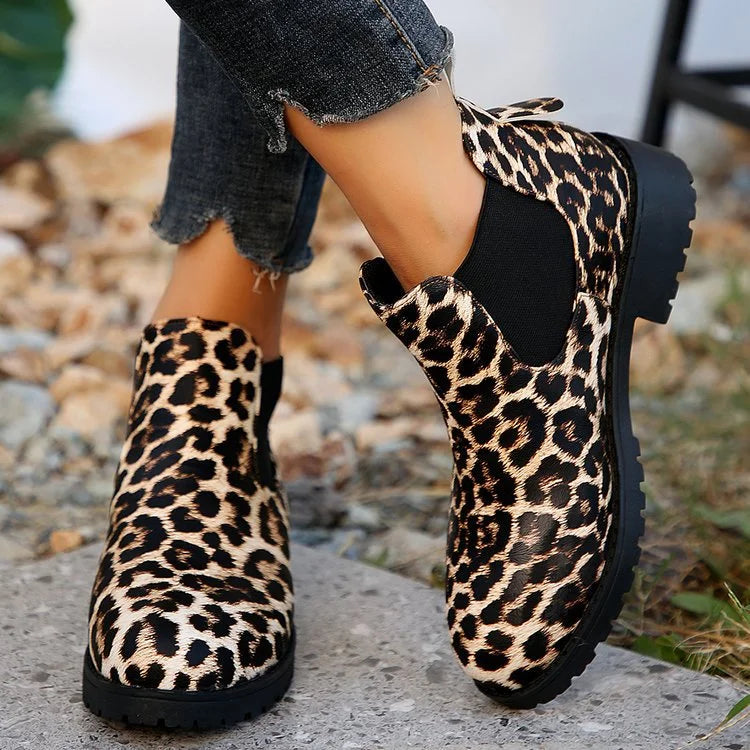 Leopard Print Suede Women's Boots