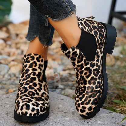 Leopard Print Suede Women's Boots