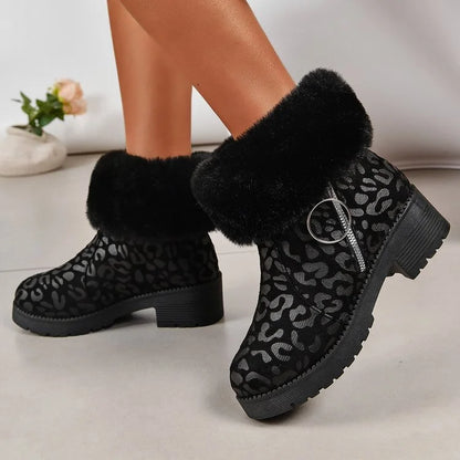 Leopard Print Fur Boots