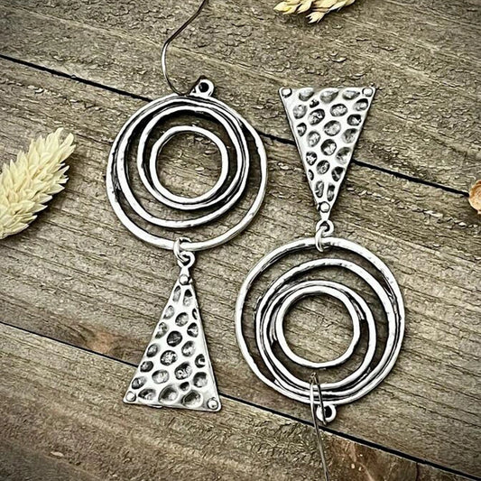 Spiral Triangle Hammered  Earrings