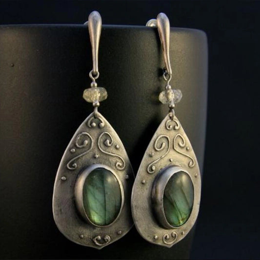 Vintage Water Drop Emerald Earrings