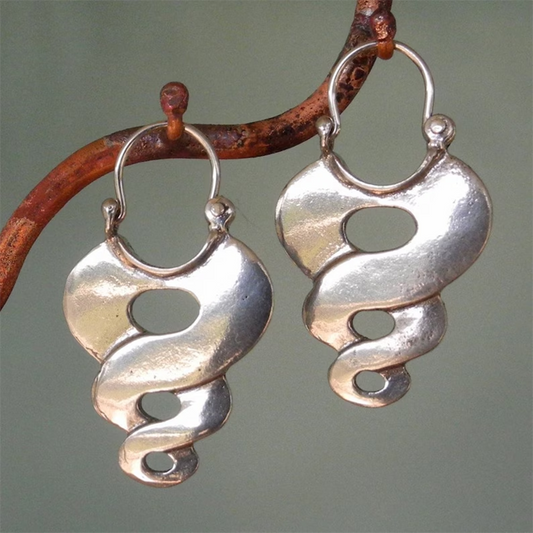 Silver Color Twist Hoop Earrings