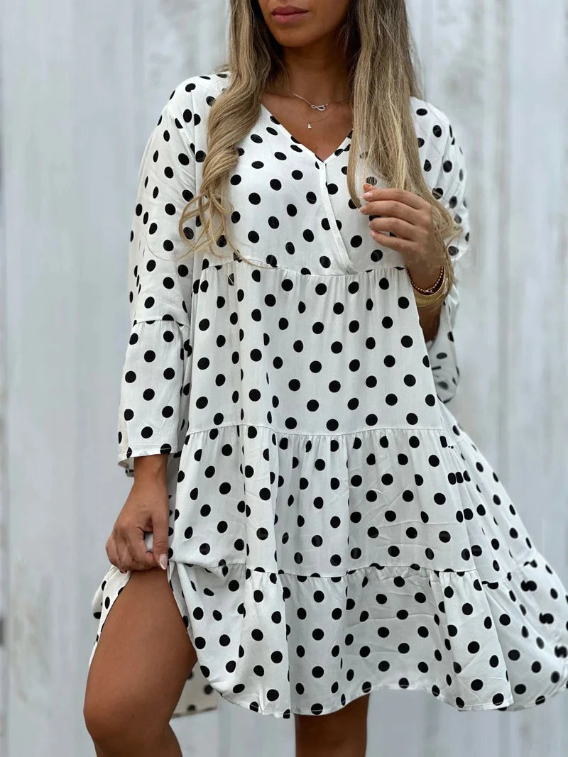 Polka Dot Print V-neck Dress