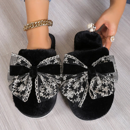 Lace Bow Lightweight Comfortable Slippers