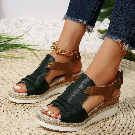 Fish Mouth Rope Platform Wedge Sandals