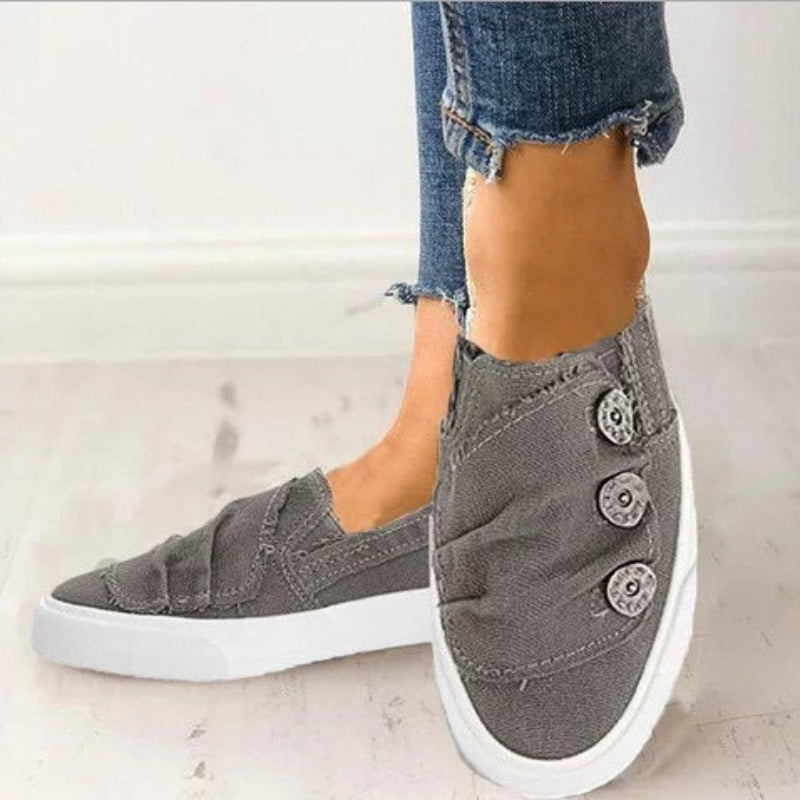 Women's Denim Button Loafers