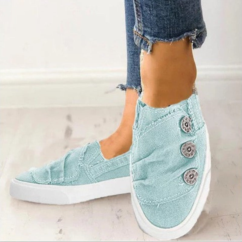 Women's Denim Button Loafers