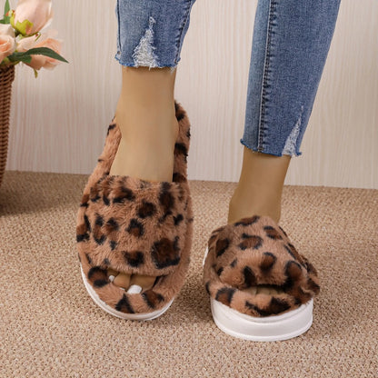 Leopard Print Non-slip Cotton Slippers