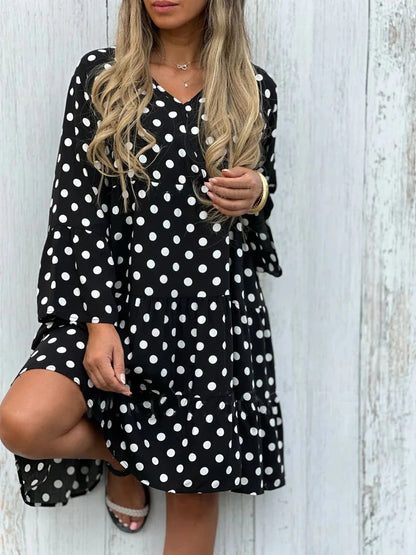 Polka Dot Print V-neck Dress