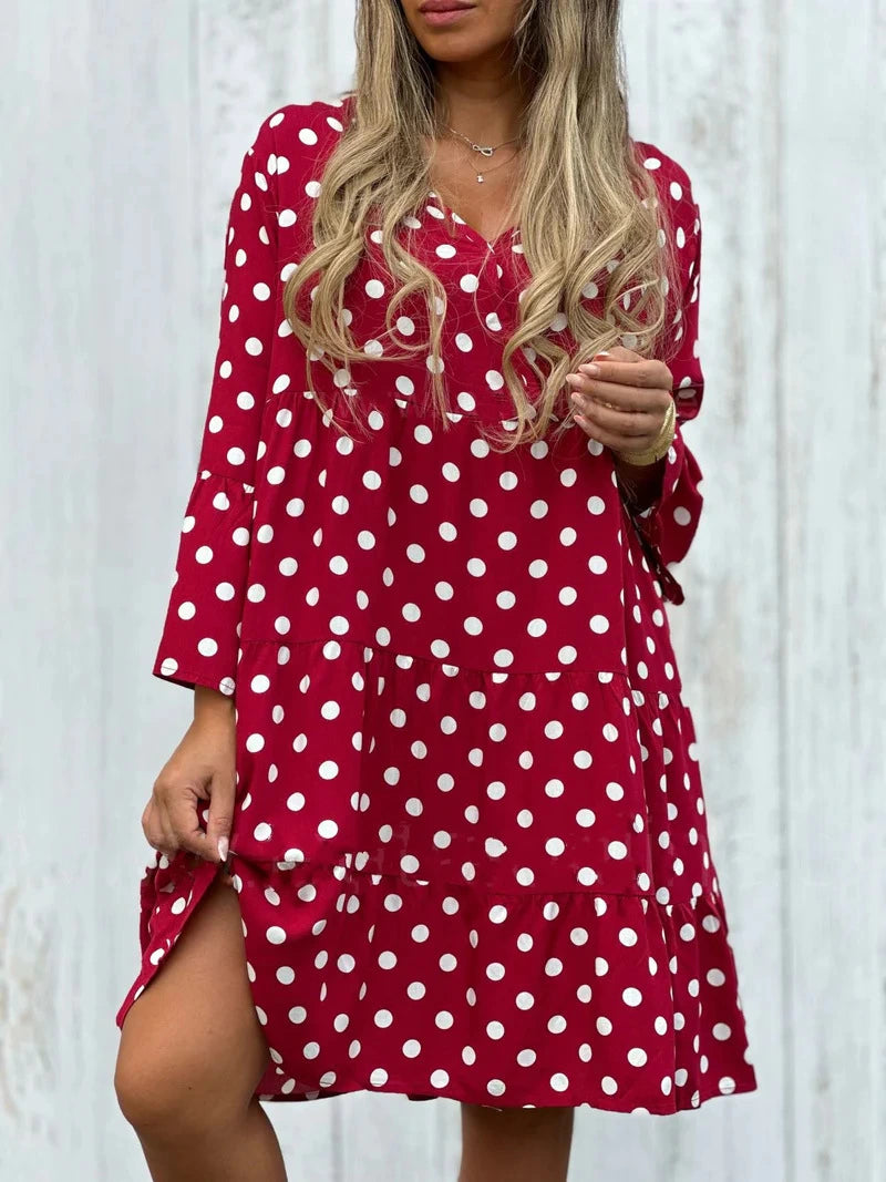 Polka Dot Print V-neck Dress