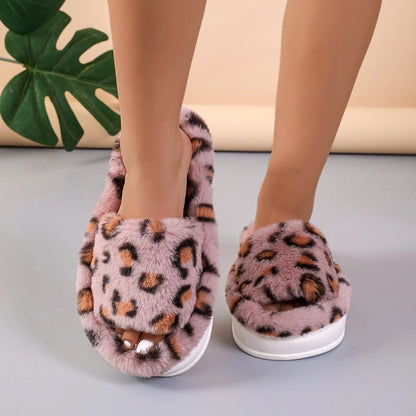 Leopard Print Non-slip Cotton Slippers