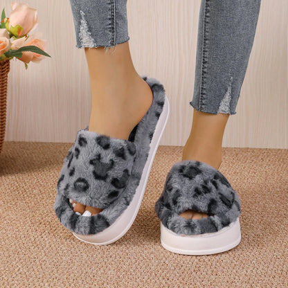 Leopard Print Non-slip Cotton Slippers