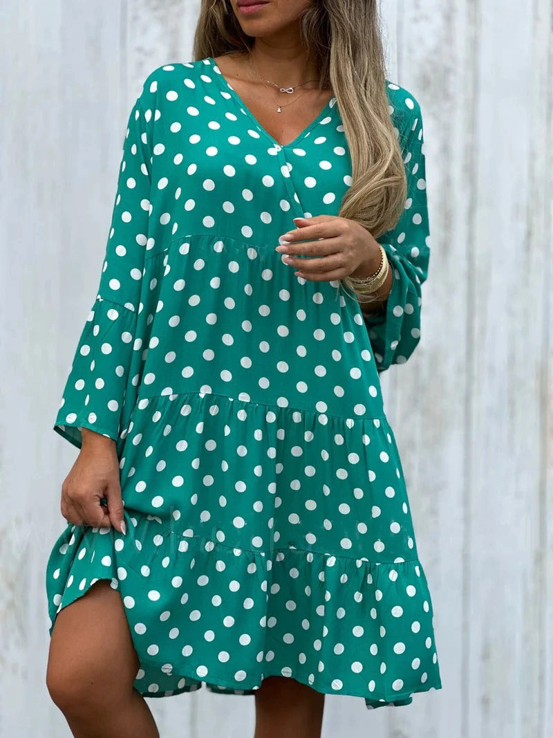 Polka Dot Print V-neck Dress