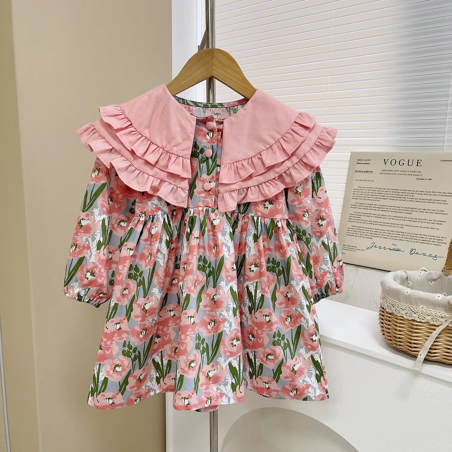 Vestidos Otoñales De Manga Larga Con Solapas Florales Para Niñas