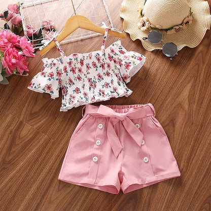 Conjunto de Top sin Mangas y Pantalones Cortos de Verano para Bebé Niña