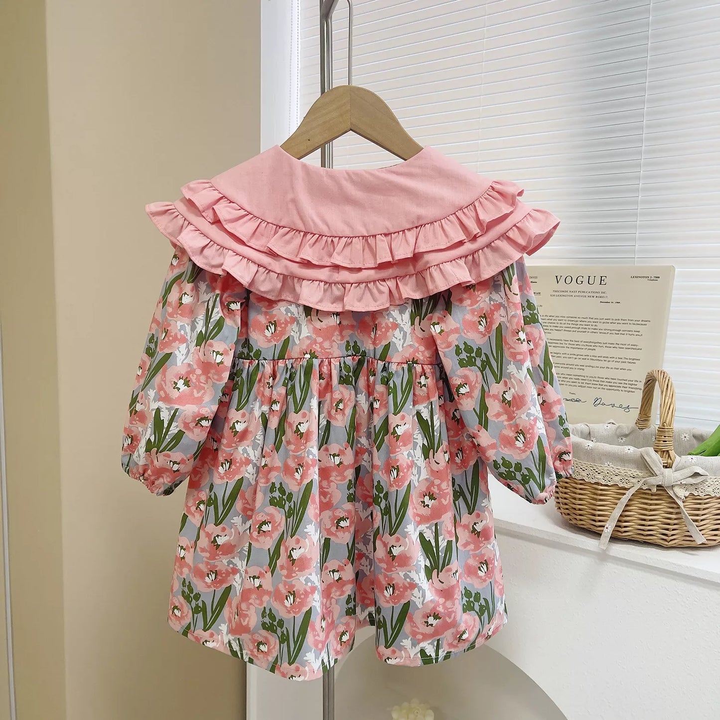 Vestidos Otoñales De Manga Larga Con Solapas Florales Para Niñas