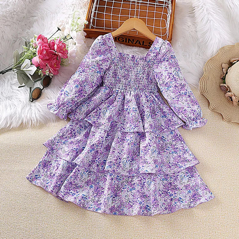 Vestidos Florales De Manga Larga Para Niñas En Otoño