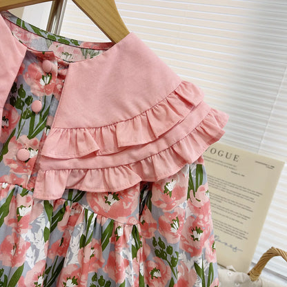 Vestidos Otoñales De Manga Larga Con Solapas Florales Para Niñas