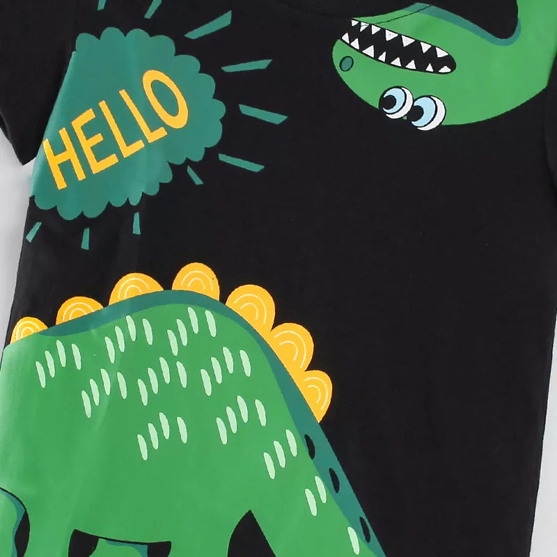 Camiseta De Manga Corta Con Estampado De Dinosaurios Para Niños En Verano